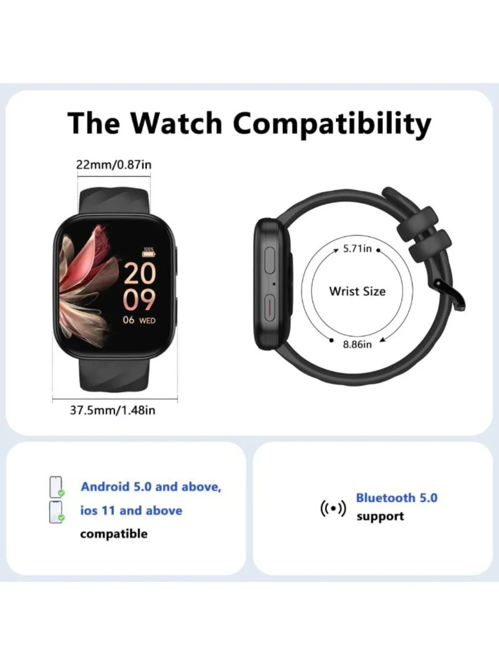 Smart Fitness Tracker Watch with Heart Rate, Blood Pressure, Sleep & Oxygen